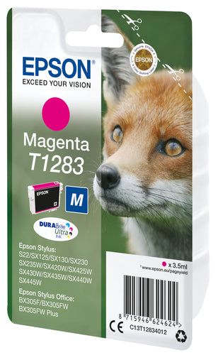 Epson Fox Singlepack Magenta T1283 DURABrite Ultra Ink Epson Fox Singlepack Magenta T1283 DURABrite Ultra Ink